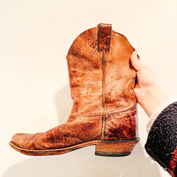 Justin Boots Other - • vtg. leather square toe cowboy boots •